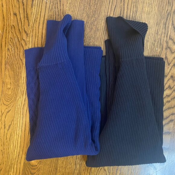 (2) Lands End cable knit sweaters split cowl neck black & navy M Tall - Picture 3 of 8